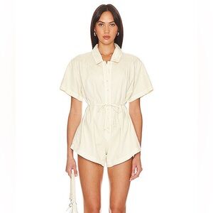 Cream Button-Up Romper Free People